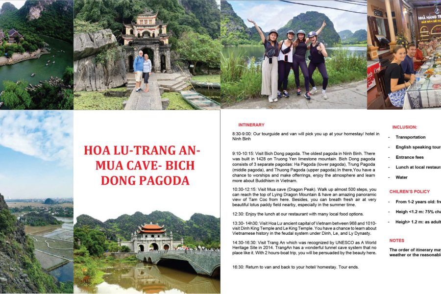 Hoa Lu – Trang An – Mua Cave – Bich Dong Pagoda (Day Trip)